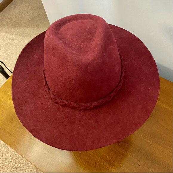 Borsalino Vintage Woven Brushed Red Felt Hat Calidad Superior Fedora Mens Sz 56 - Picture 6 of 9